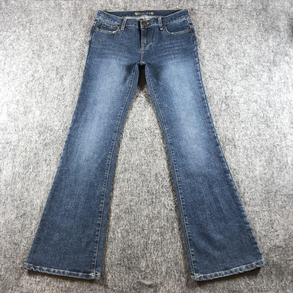 Rue 21 Bootcut Jeans Juniors 3/4 Blue Medium Wash Stretch Denim